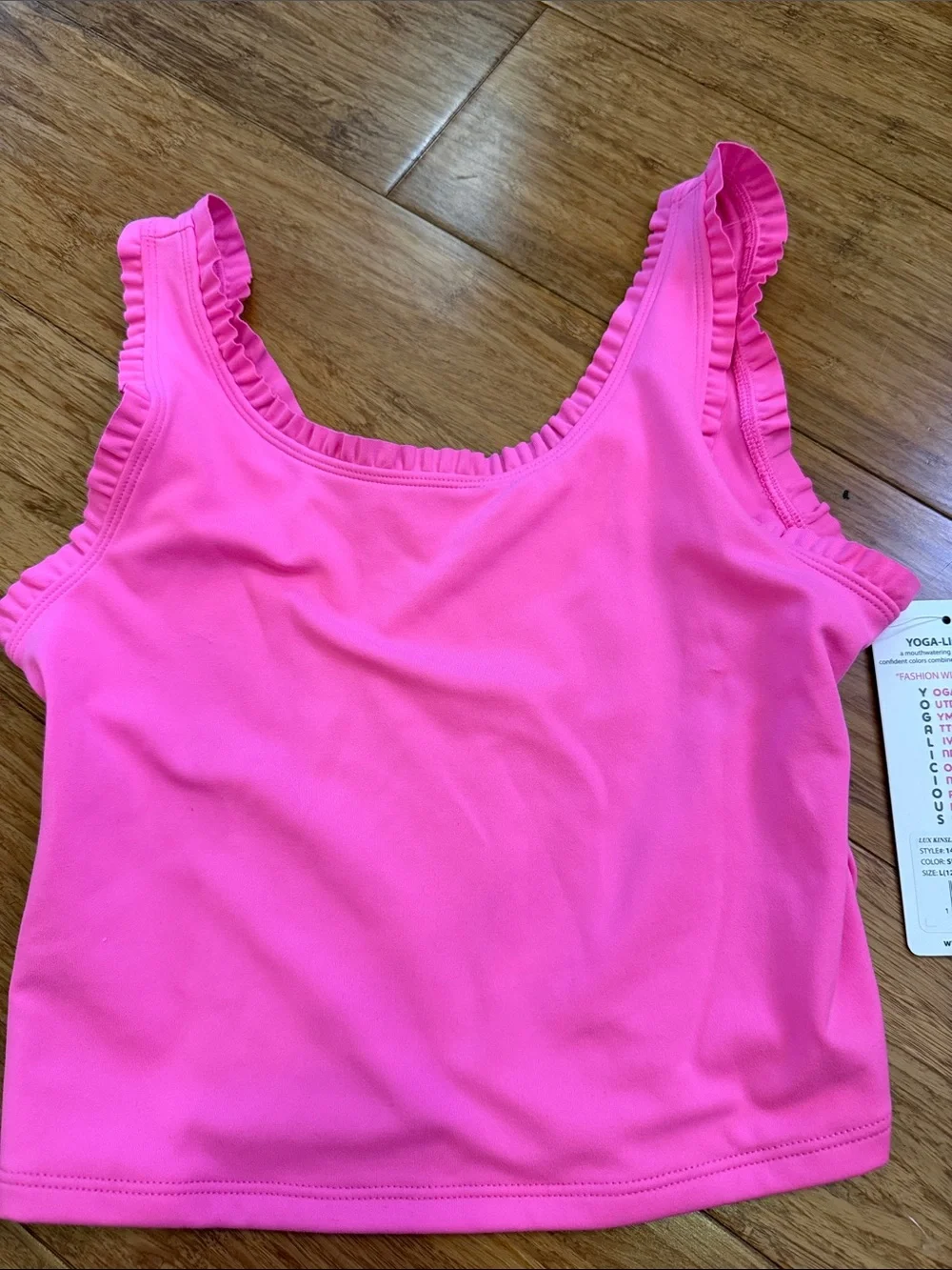 Yogalicious girls neon pink tank and skort with ruffle detail large (12) NWT